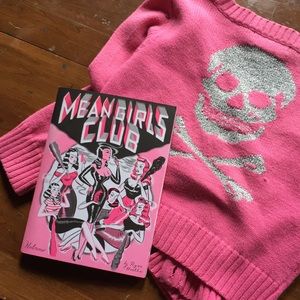 Betsy Johnson pink crop skull sweater
